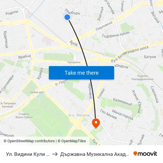 Ул. Видини Кули / Vidini Kuli St. (1868) to Държавна Музикална Академия - Инструментален Факултет map