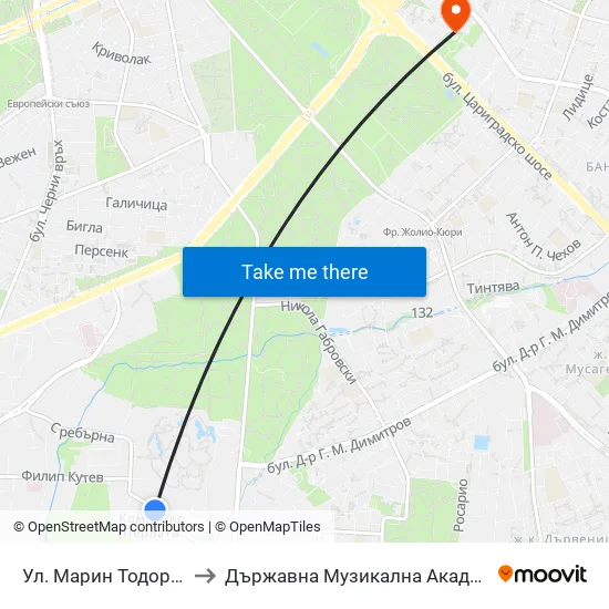 Ул. Марин Тодоров / Marin Todorov St. to Държавна Музикална Академия - Инструментален Факултет map