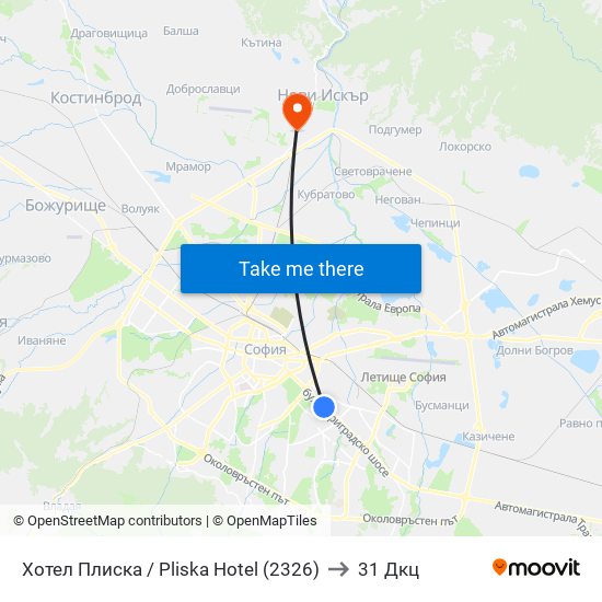 Хотел Плиска / Pliska Hotel (2326) to 31 Дкц map