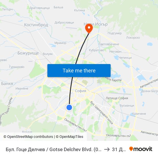 Бул. Гоце Делчев / Gotse Delchev Blvd. (0314) to 31 Дкц map