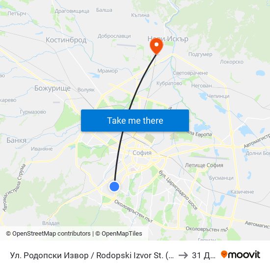 Ул. Родопски Извор / Rodopski Izvor St. (2730) to 31 Дкц map