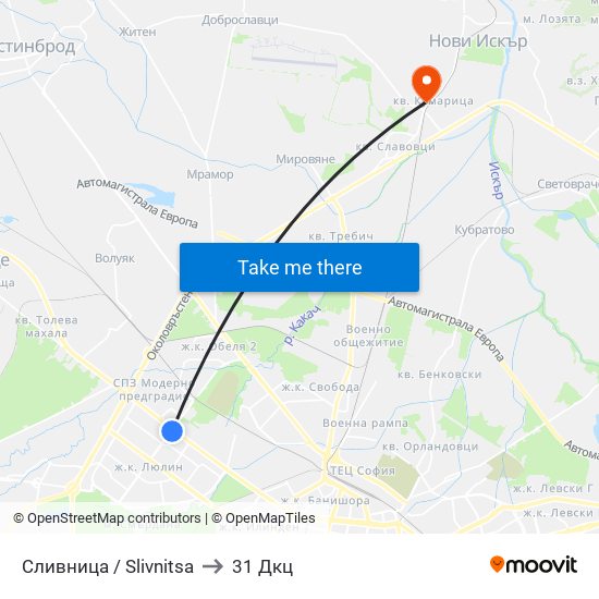 Сливница / Slivnitsa to 31 Дкц map