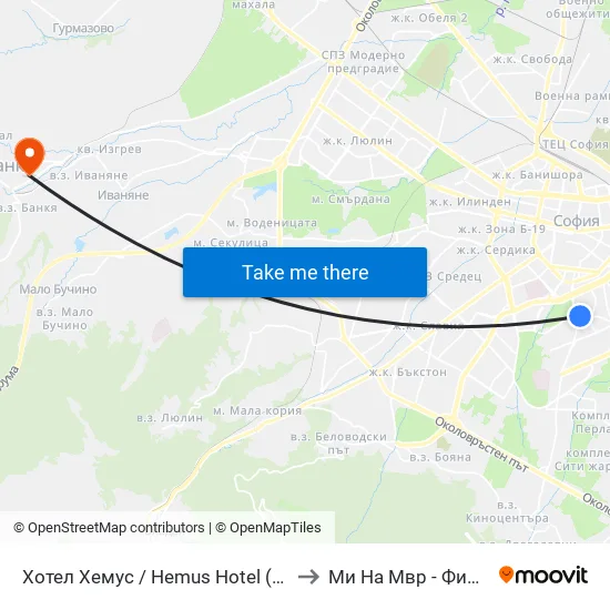 Ⓜ️ Хотел Хемус / Hemus Hotel (2329) to Ми На Мвр - Филиал map