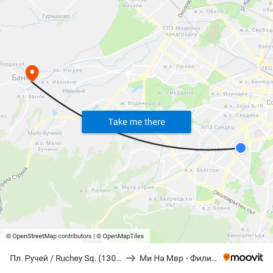 Пл. Ручей / Ruchey Sq. (1306) to Ми На Мвр - Филиал map