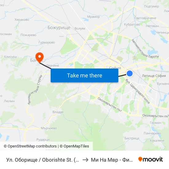 Ул. Оборище / Oborishte St. (2071) to Ми На Мвр - Филиал map