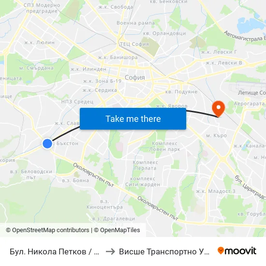 Бул. Никола Петков / Nikola Petkov Blvd. (0348) to Висше Транспортно Училище Тодор Каблешков map
