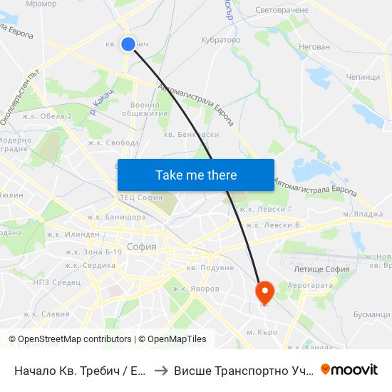 Начало Кв. Требич / Entry To Trebich Qr. (1683) to Висше Транспортно Училище Тодор Каблешков map