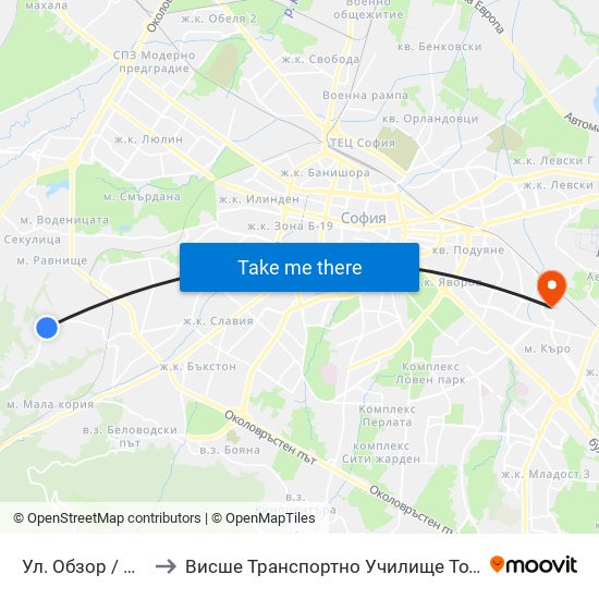 Ул. 746 / 746-Th St. to Висше Транспортно Училище Тодор Каблешков map
