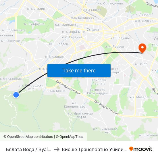 Бялата Вода / Byalata Voda (6063) to Висше Транспортно Училище Тодор Каблешков map