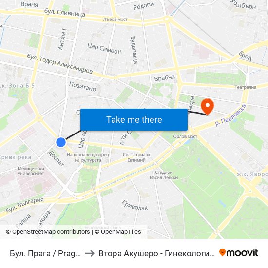 Бул. Прага / Prague Blvd. (0365) to Втора Акушеро - Гинекологична Болница Шейново map