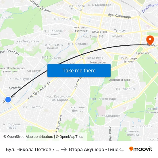 Бул. Никола Петков / Nikola Petkov Blvd. (0350) to Втора Акушеро - Гинекологична Болница Шейново map