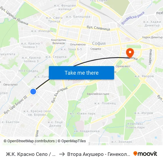 Ⓜ️ Ж.К. Красно Село / Krasno Selo Qr. (0638) to Втора Акушеро - Гинекологична Болница Шейново map