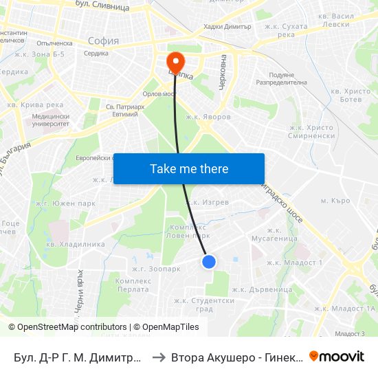 Бул. Д-Р Г. М. Димитров / G. M. Dimitrov Blvd. (0318) to Втора Акушеро - Гинекологична Болница Шейново map
