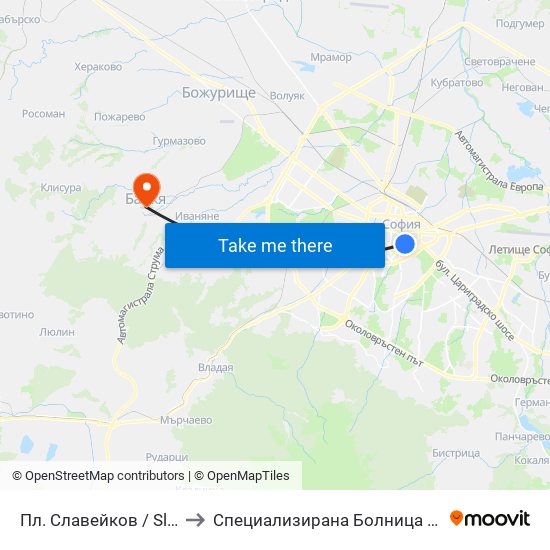 Пл. Славейков / Slaveykov Sq. (1908) to Специализирана Болница За Рехабилитация Здраве map