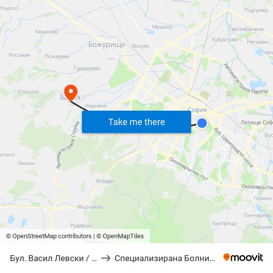 Бул. Васил Левски / Vasil Levski Blvd. (0300) to Специализирана Болница За Рехабилитация Здраве map