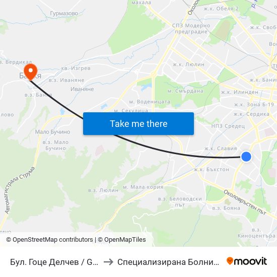 Бул. Гоце Делчев / Gotse Delchev Blvd. (0308) to Специализирана Болница За Рехабилитация Здраве map