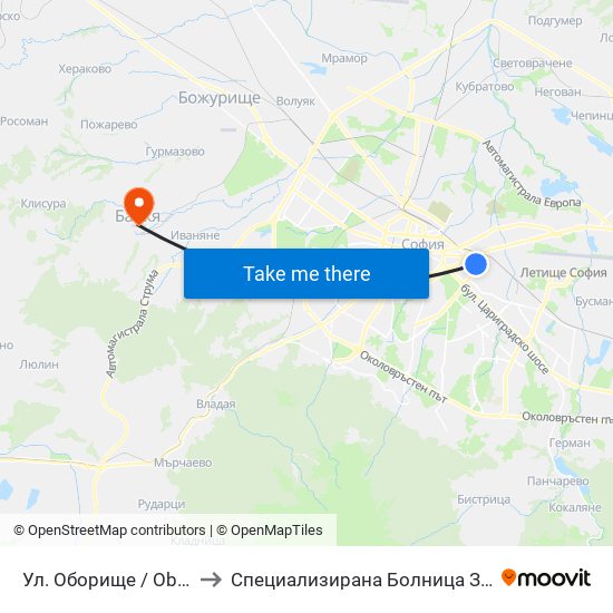 Ул. Оборище / Oborishte St. (2071) to Специализирана Болница За Рехабилитация Здраве map