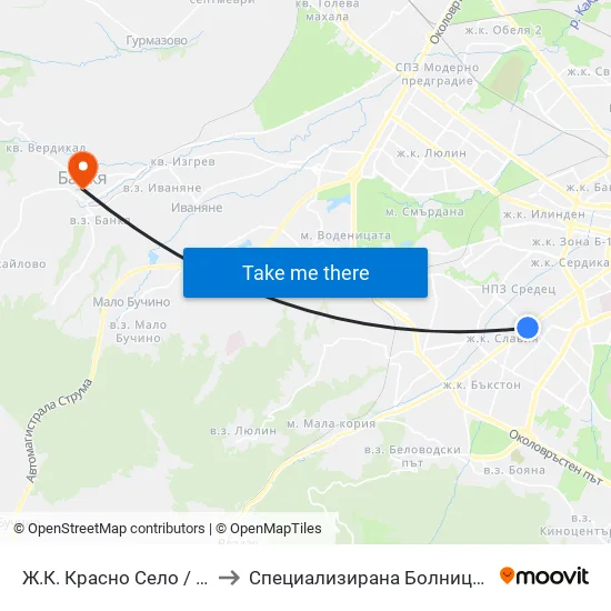 Ⓜ️ Ж.К. Красно Село / Krasno Selo Qr. (0638) to Специализирана Болница За Рехабилитация Здраве map