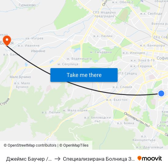 Джеймс Баучер / James Bourchier to Специализирана Болница За Рехабилитация Здраве map