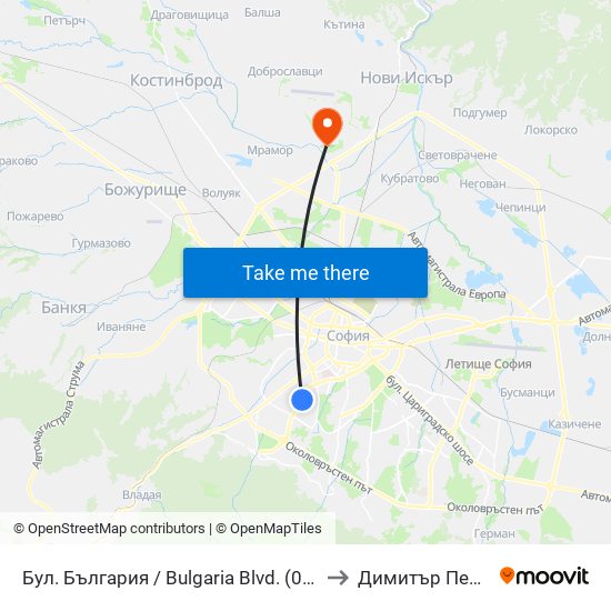 Бул. България / Bulgaria Blvd. (0290) to Димитър Пенев map