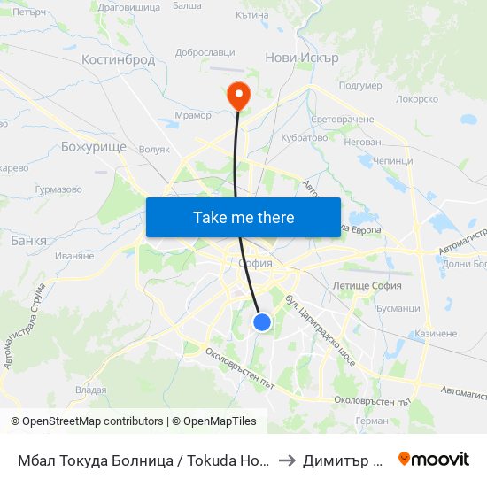 Мбал Токуда Болница / Tokuda Hospital (0206) to Димитър Пенев map