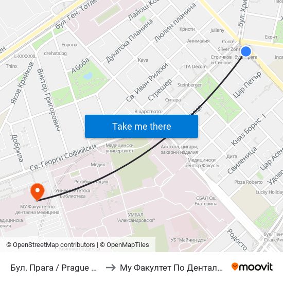 Бул. Прага / Prague Blvd. (0365) to Му Факултет По Дентална Медицина map