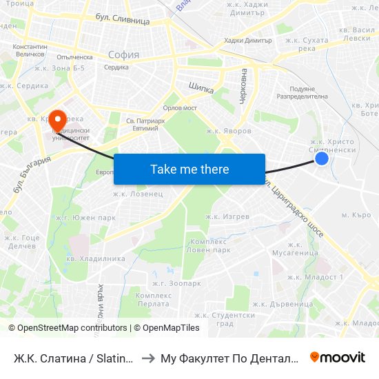 Ж.К. Слатина / Slatina Qr. (0687) to Му Факултет По Дентална Медицина map