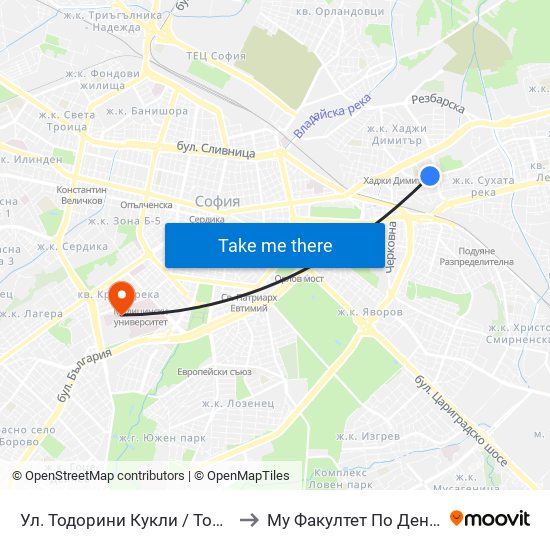 Ул. Тодорини Кукли / Todorini Kukli St. (2214) to Му Факултет По Дентална Медицина map