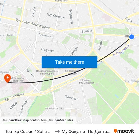 Театър София / Sofia Theatre (1728) to Му Факултет По Дентална Медицина map