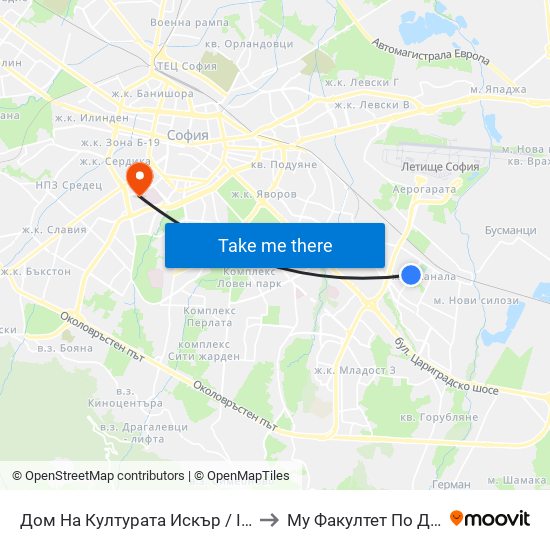 Дом На Културата Искър / Iskar House Of Culture (2369) to Му Факултет По Дентална Медицина map
