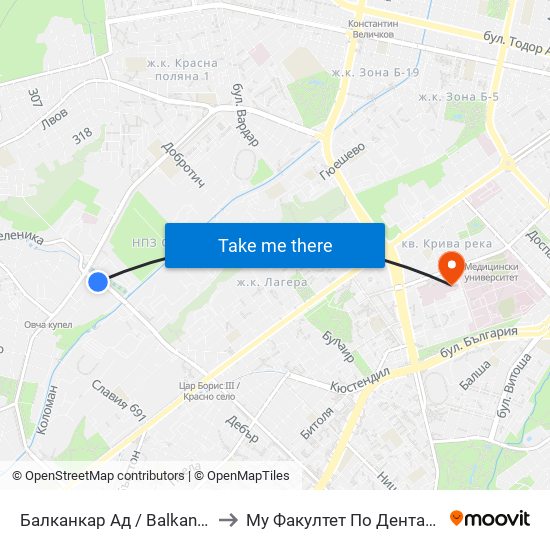 Балканкар Ад / Balkancar Jsc (0569) to Му Факултет По Дентална Медицина map