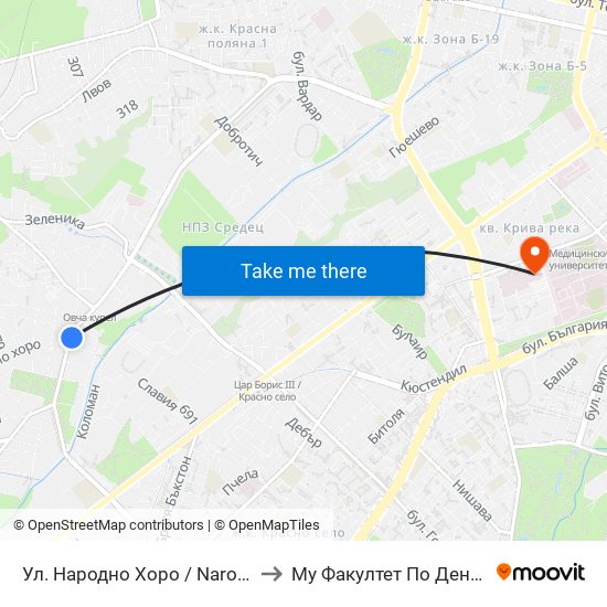 Ул. Народно Хоро / Narodno Horo St. (2057) to Му Факултет По Дентална Медицина map