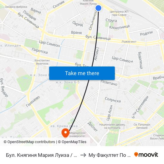 Бул. Княгиня Мария Луиза / Knyaginya Maria Luiza Blvd. (0323) to Му Факултет По Дентална Медицина map