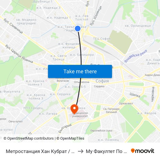 Метростанция Хан Кубрат / Khan Kubrat Metro Station (2477) to Му Факултет По Дентална Медицина map