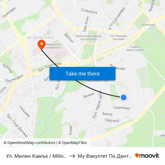 Ул. Милин Камък / Milin Kamak St. (2046) to Му Факултет По Дентална Медицина map