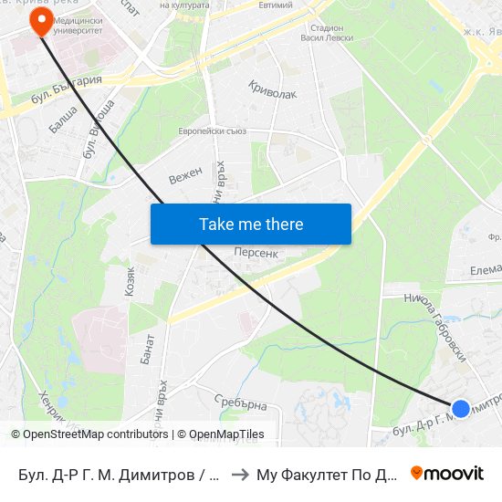 Бул. Д-Р Г. М. Димитров / G. M. Dimitrov Blvd. (0315) to Му Факултет По Дентална Медицина map