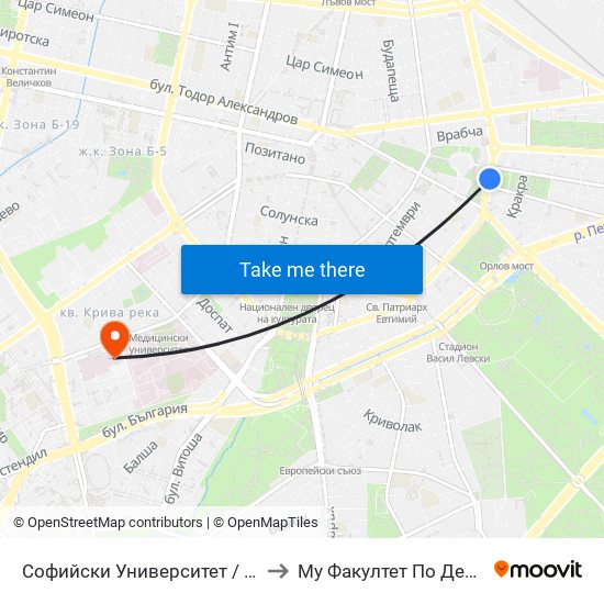 Софийски Университет / Sofia University (1699) to Му Факултет По Дентална Медицина map