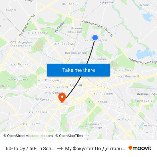 60-То Оу / 60-Th School (0040) to Му Факултет По Дентална Медицина map