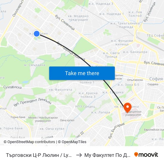 Търговски Ц-Р Люлин / Lyulin Shopping Centre (1789) to Му Факултет По Дентална Медицина map