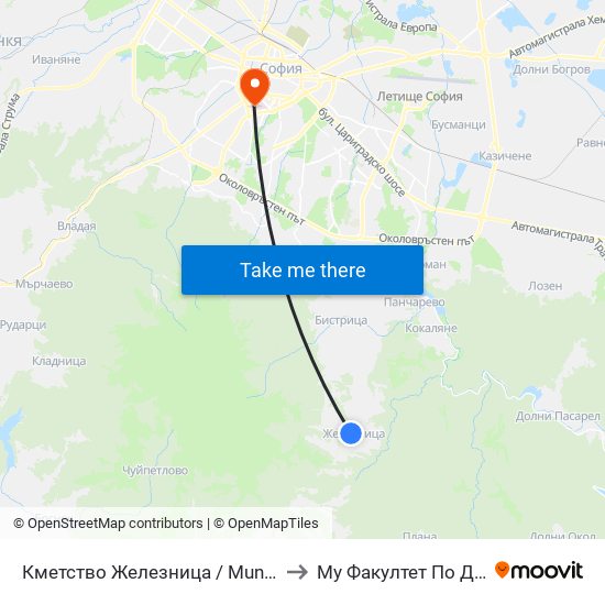 Кметство Железница / Municipality Of Zheleznitsa (0937) to Му Факултет По Дентална Медицина map