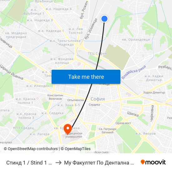 Стинд 1 / Stind 1 (0550) to Му Факултет По Дентална Медицина map