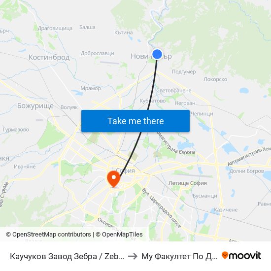 Каучуков Завод Зебра / Zebra Caouchouc Factory (0799) to Му Факултет По Дентална Медицина map