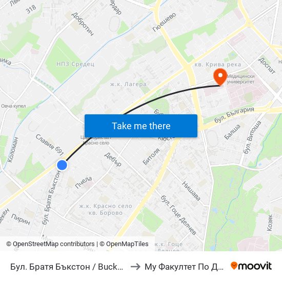 Бул. Братя Бъкстон / Buckstone Brothers Blvd. (0288) to Му Факултет По Дентална Медицина map