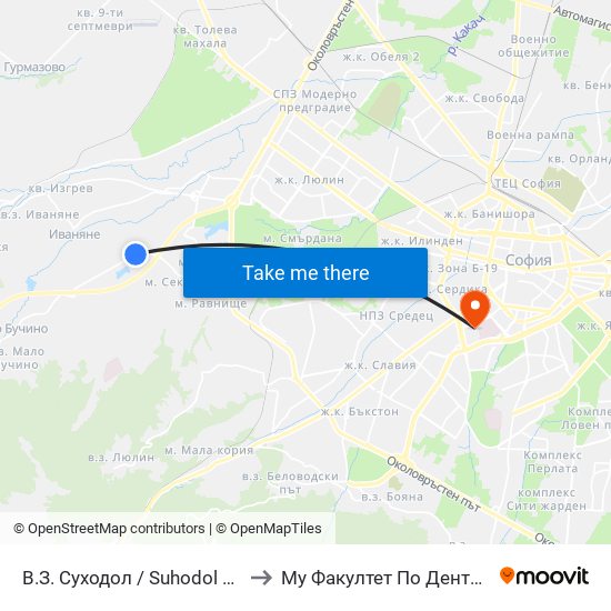 В.З. Суходол / Suhodol Villa Zone (0434) to Му Факултет По Дентална Медицина map