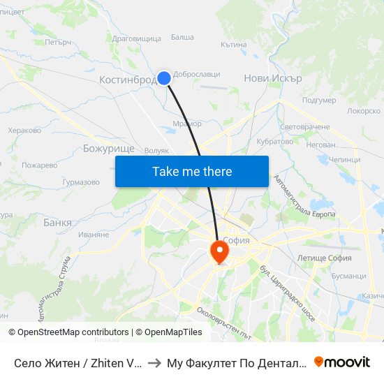 Село Житен / Zhiten Village (1534) to Му Факултет По Дентална Медицина map