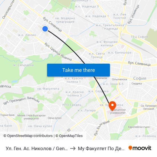 Ул. Ген. Ас. Николов / Gen. As. Nikolov St. (1890) to Му Факултет По Дентална Медицина map