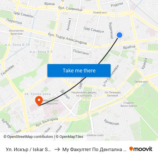 Ул. Искър / Iskar St. (1963) to Му Факултет По Дентална Медицина map