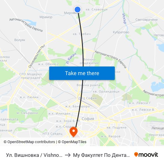 Ул. Вишновка / Vishnovka St. (2632) to Му Факултет По Дентална Медицина map