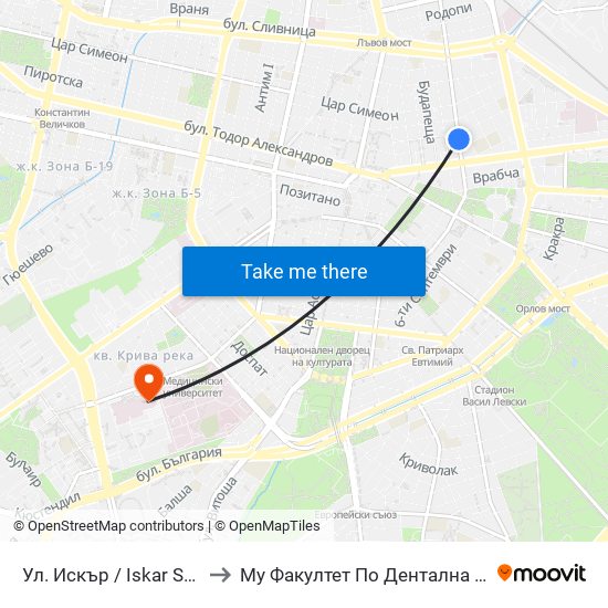 Ул. Искър / Iskar St. (1962) to Му Факултет По Дентална Медицина map