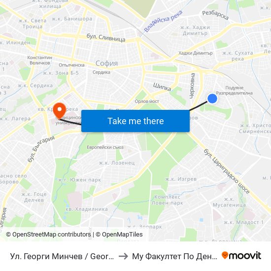 Ул. Георги Минчев / Georgi Minchev St. (1924) to Му Факултет По Дентална Медицина map